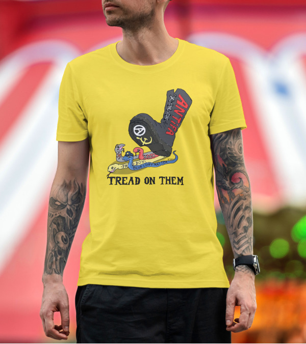 Premium T-Shirt: No Gods No Masters Antifa Boot Stomping Tread On Them MAGA Blue Lives Matter Proud Boy T-Shirt No Gods No Masters Antifa Boot Stomping Tread On Them MAGA Blue Lives Matter Proud Boy T-Shirt