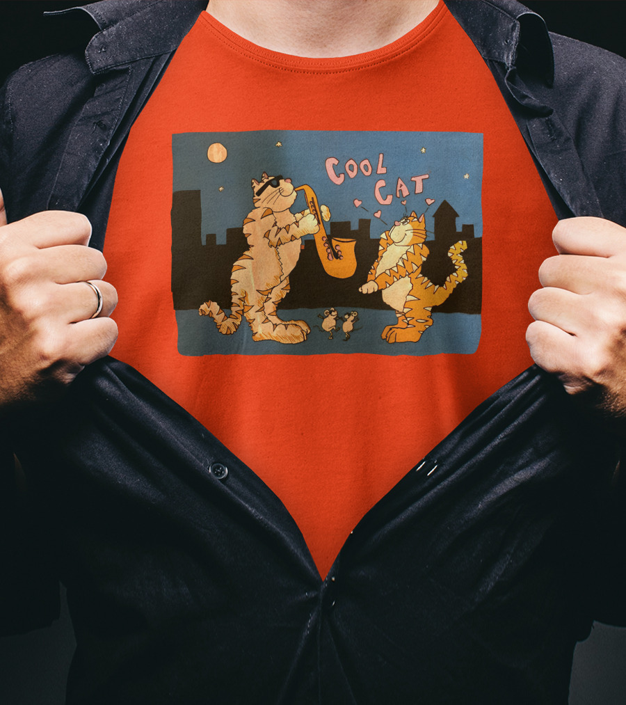 Cool Cat Night Jazz With Playful Felines And Spectators T-Shirt