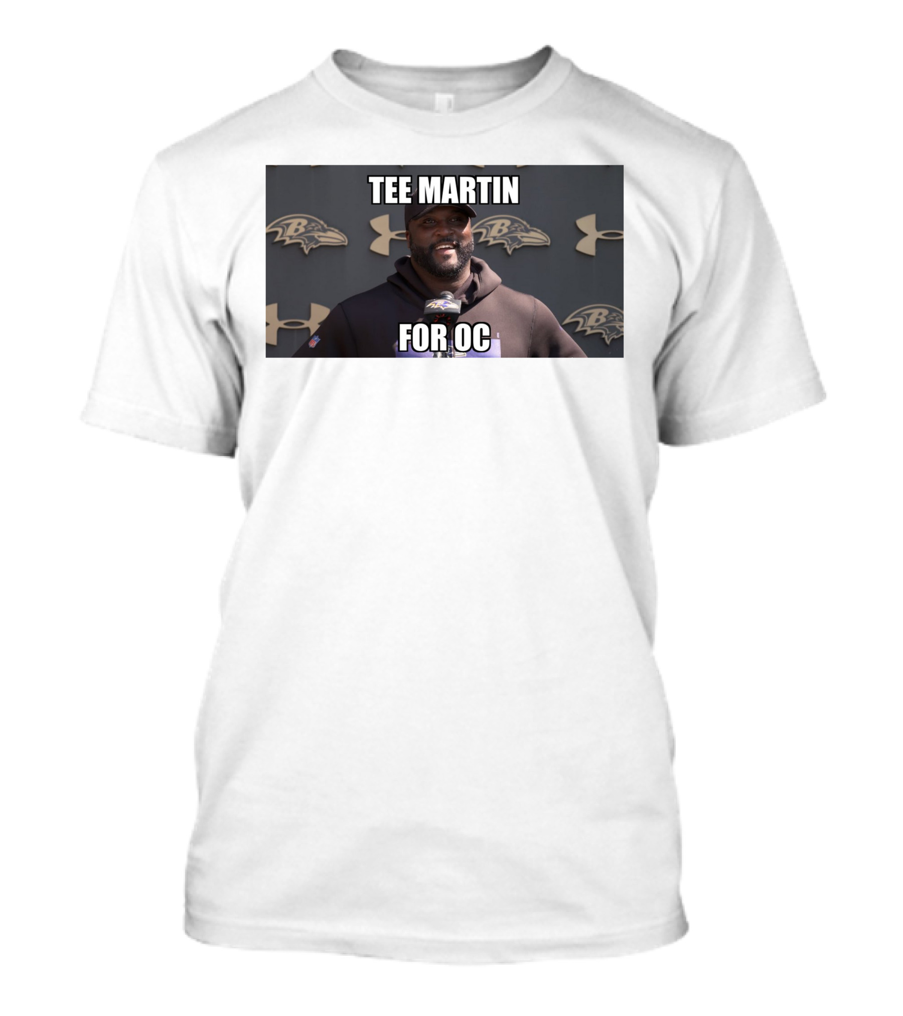 Tee Martin For OC Baltimore Ravens Coach Under Armour Background T-Shirt