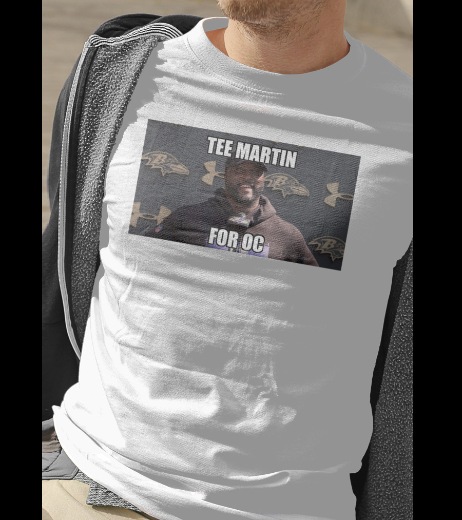 Tee Martin For OC Baltimore Ravens Coach Under Armour Background T-Shirt