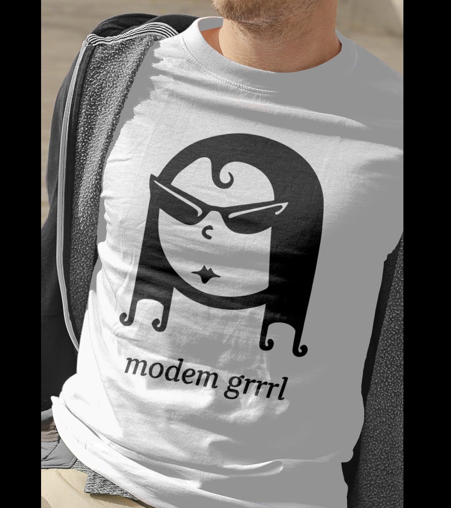 Modem Grrrl Sunglasses Illustrative T-Shirt