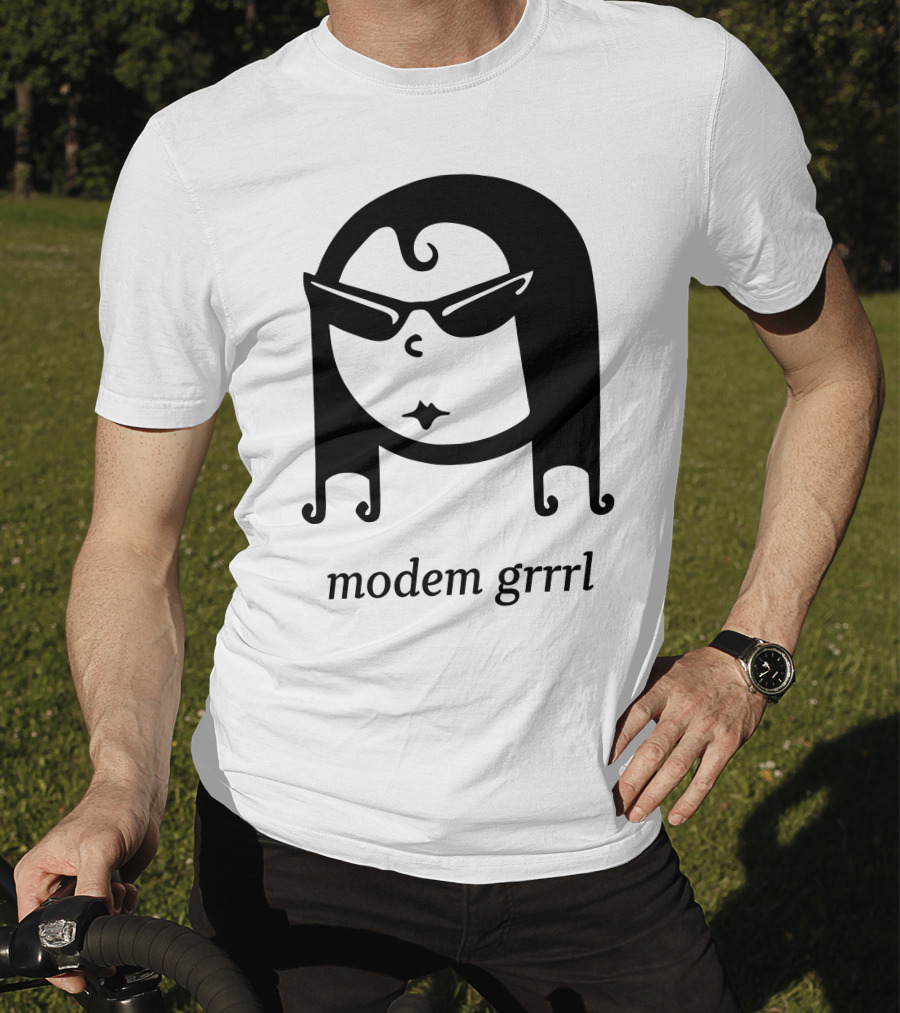 Modem Grrrl Sunglasses Illustrative T-Shirt