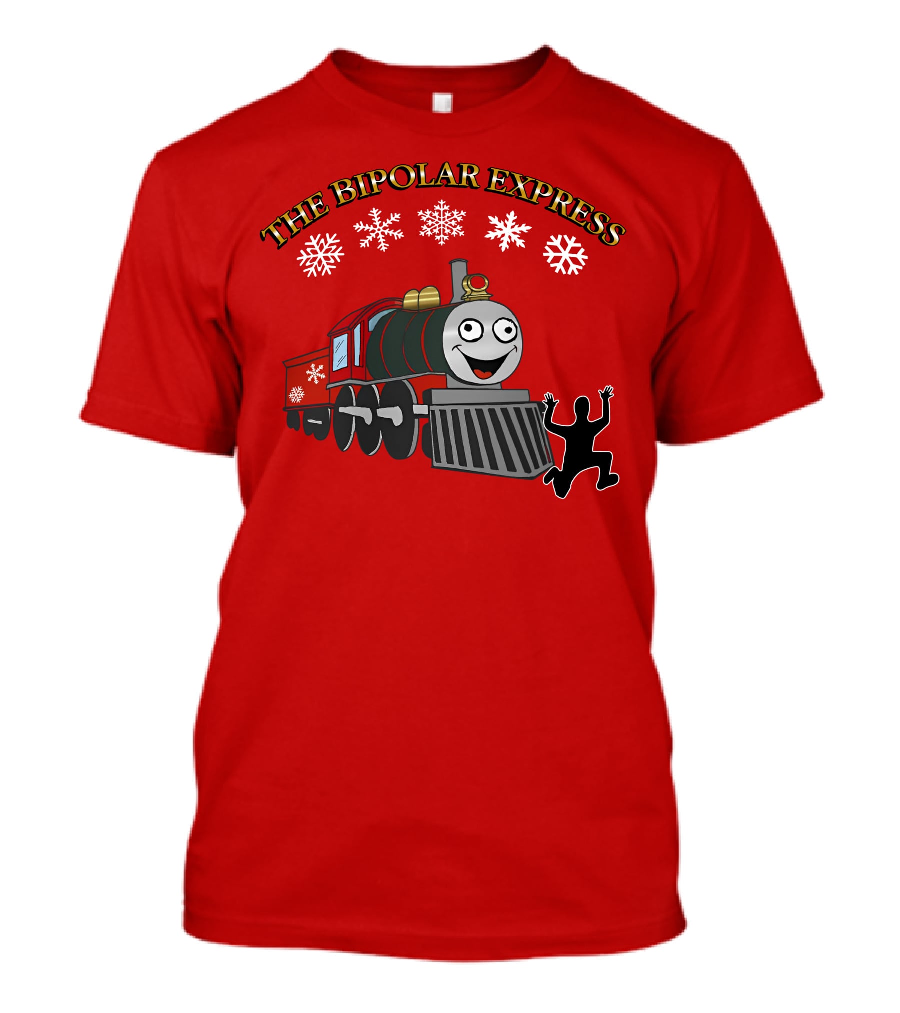 THE BIPOLAR EXPRESS Christmas Train Snowflakes T-Shirt