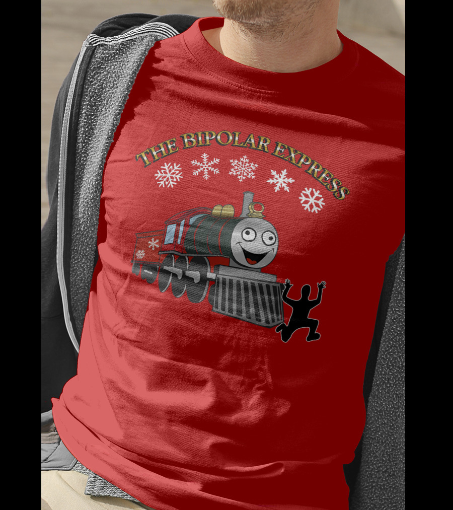 THE BIPOLAR EXPRESS Christmas Train Snowflakes T-Shirt