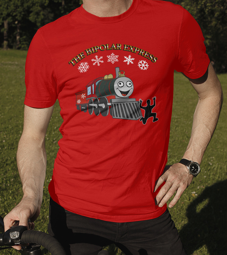 THE BIPOLAR EXPRESS Christmas Train Snowflakes T-Shirt