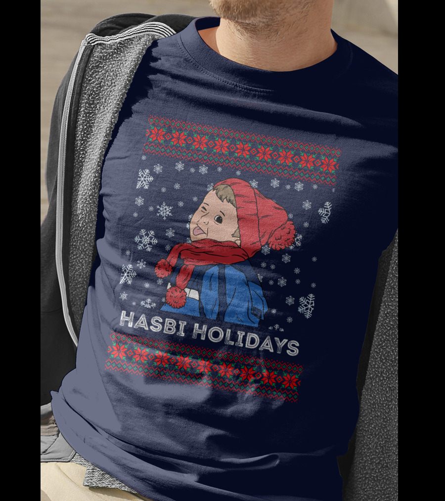 Hasbulla Merch Hasbi Holidays Snowflakes And Knit T-Shirt