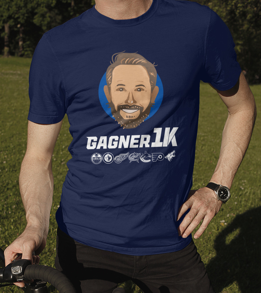 Gagner 1K Congrats Gags 1000 Career NHL Games Oilers Jets Red Wings Blue Jackets Canucks Flyers Coyotes T-Shirt