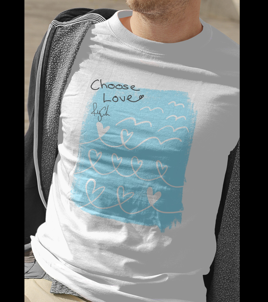 Freddy Carter Everpress Choose Love Heart Waves Blue Print T-Shirt
