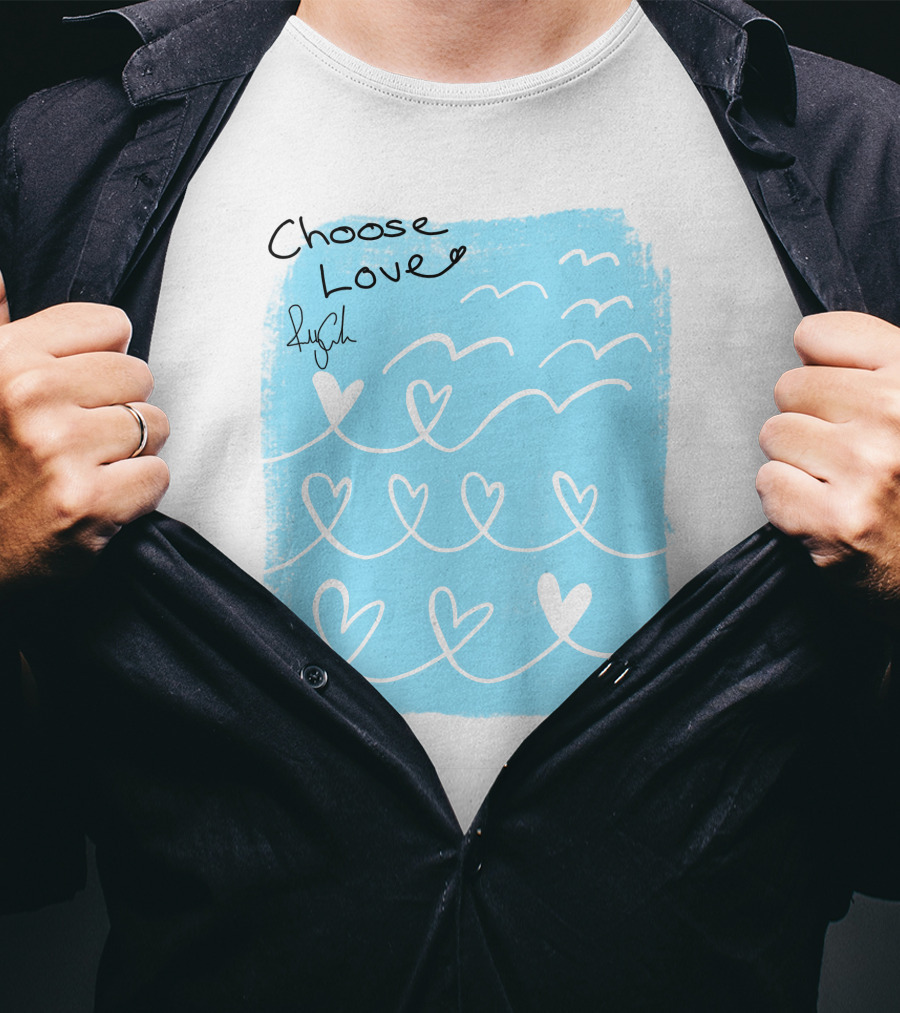 Freddy Carter Everpress Choose Love Heart Waves Blue Print T-Shirt