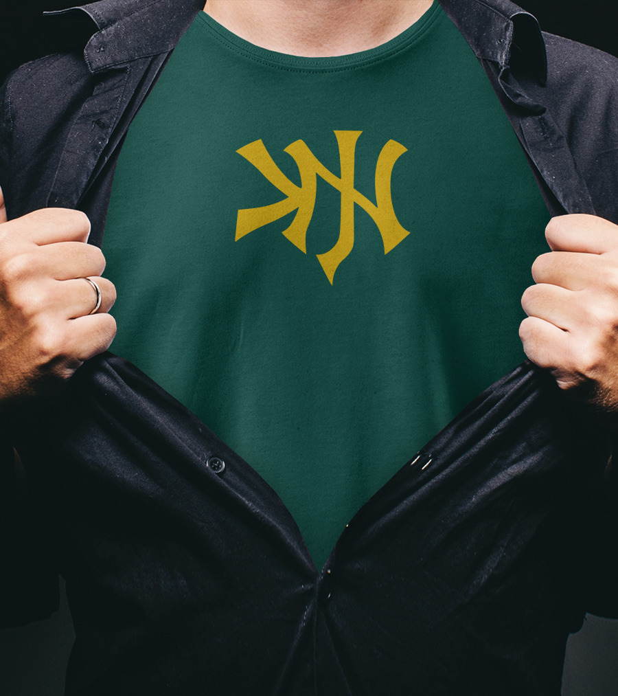 Knj Fanjoy Yankees Logo Green Gold T-Shirt