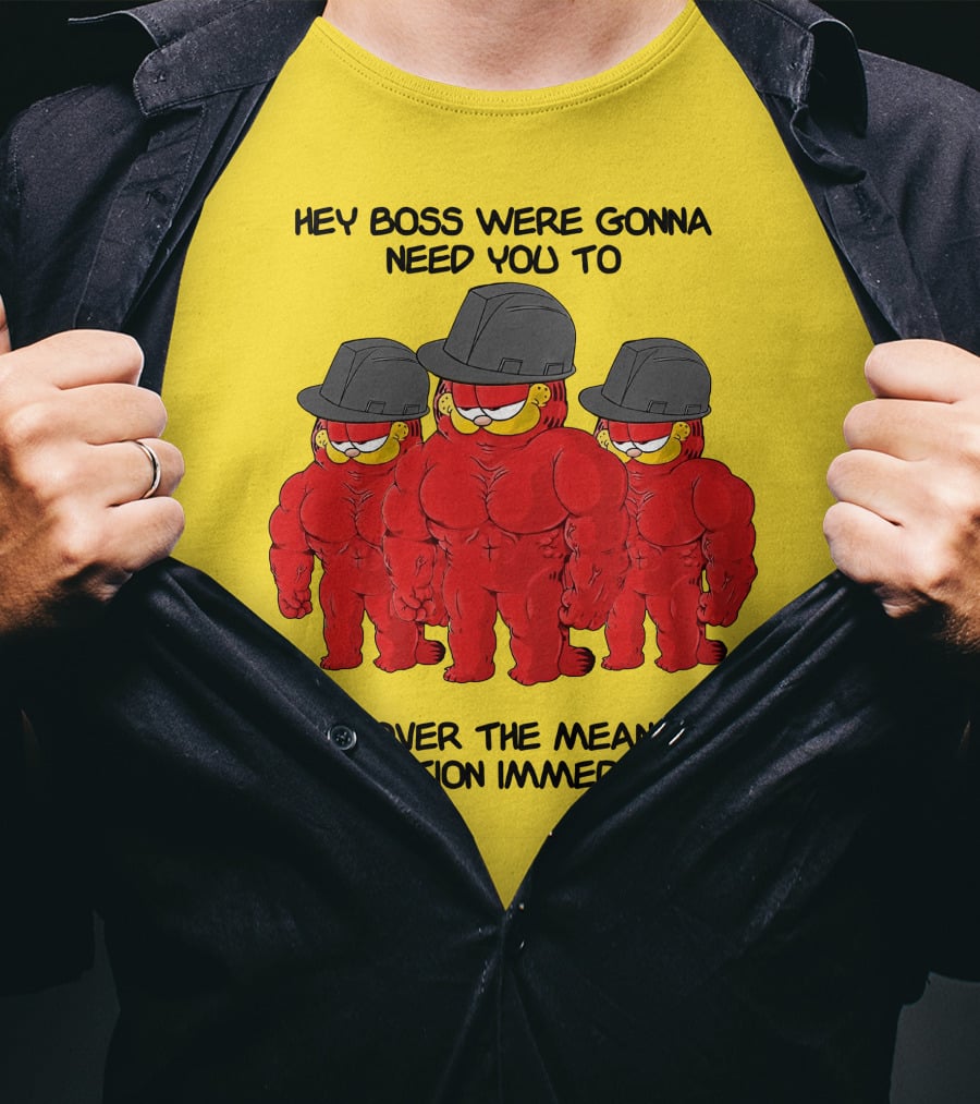 Hey Boss Were Gonna Need You To Hand Over The Means Of Production Immediately Buff Cartoon Character Trio Initiative T-Shirt