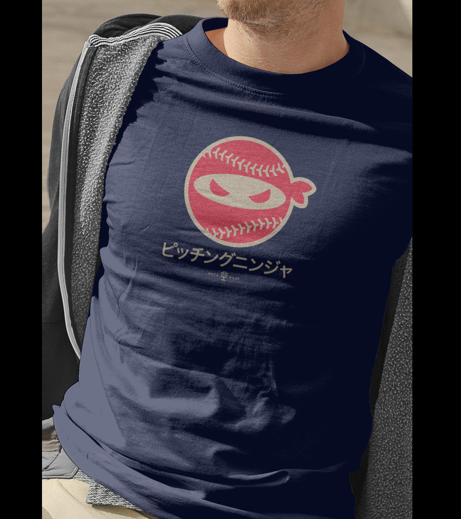 Pitching Ninja Nippon Japanese Baseball Icon Roto Wear T-Shirt