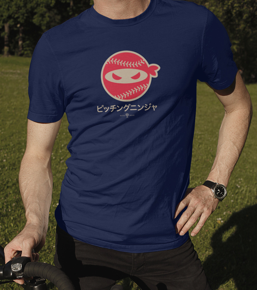 Pitching Ninja Nippon Japanese Baseball Icon Roto Wear T-Shirt