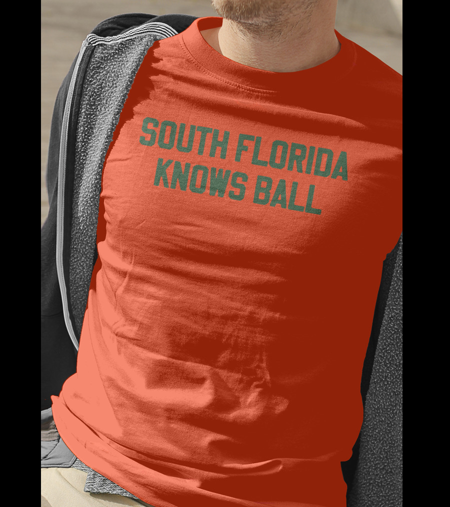 South Florida Knows Ball Bold Green Text On Orange T-Shirt