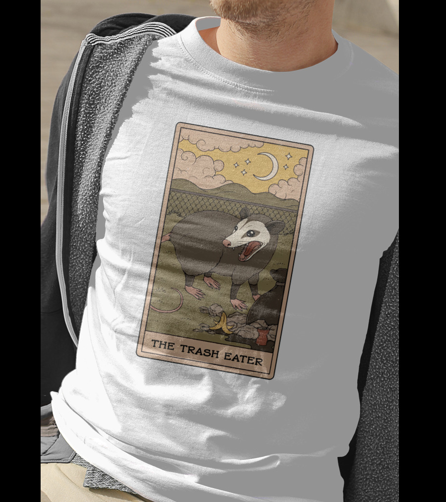 The Trash Eater Tarot Moon And Opossum Card T-Shirt