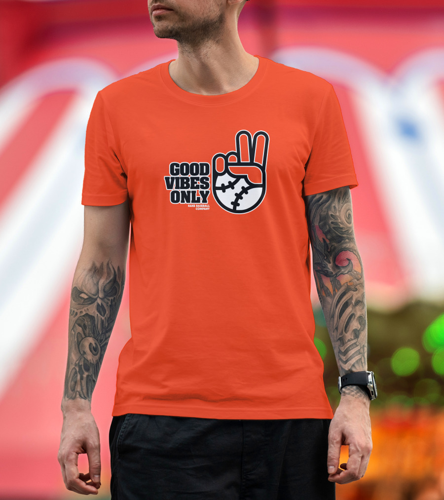 GOOD VIBES ONLY RAKE BASEBALL COMPANY PEACE SIGN BASEBALL T-Shirt
