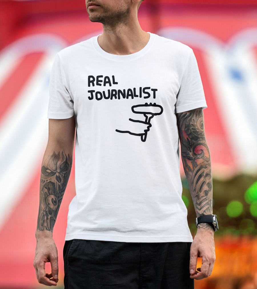 Real Journalist Microphone Holder Sketch T-Shirt