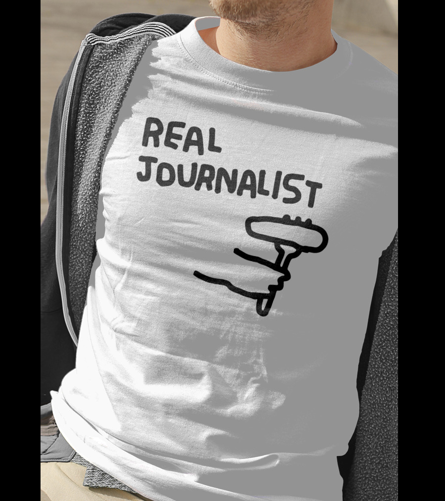 Real Journalist Microphone Holder Sketch T-Shirt