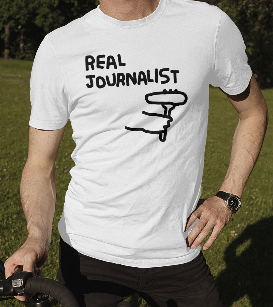 Real Journalist Microphone Holder Sketch T-Shirt