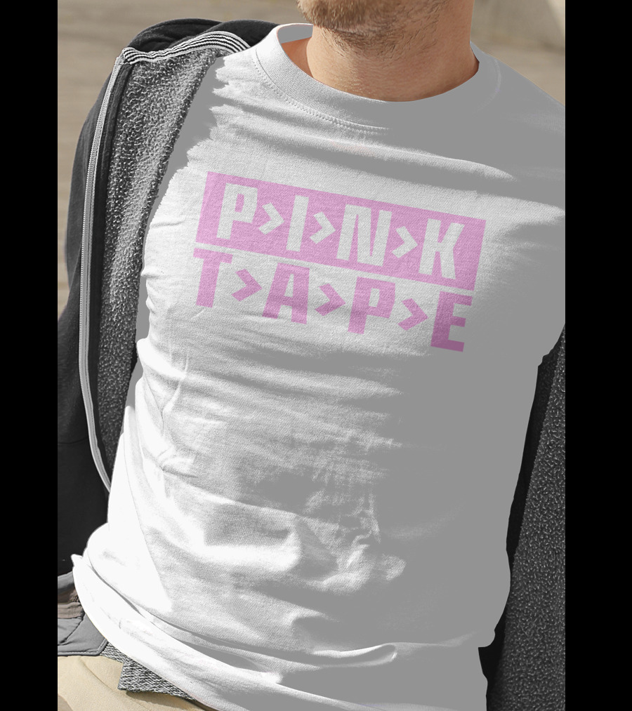 PINK TAPE Arrow Typography T-Shirt