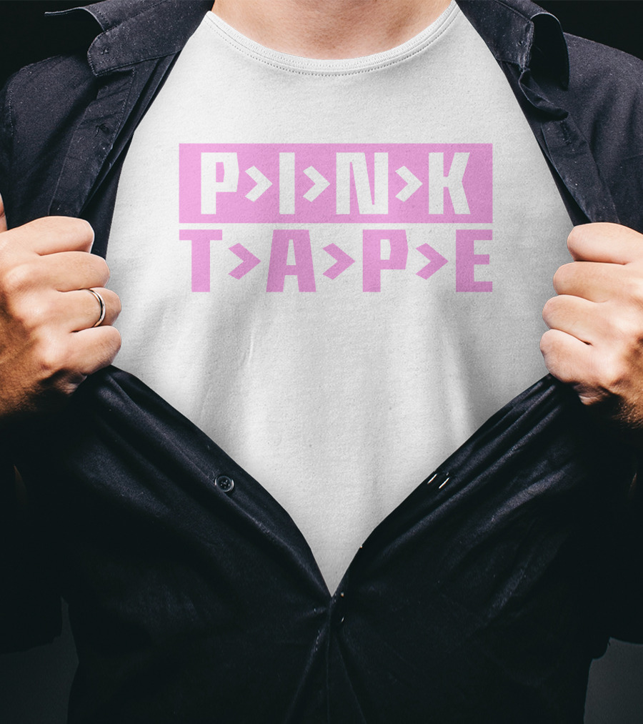 PINK TAPE Arrow Typography T-Shirt