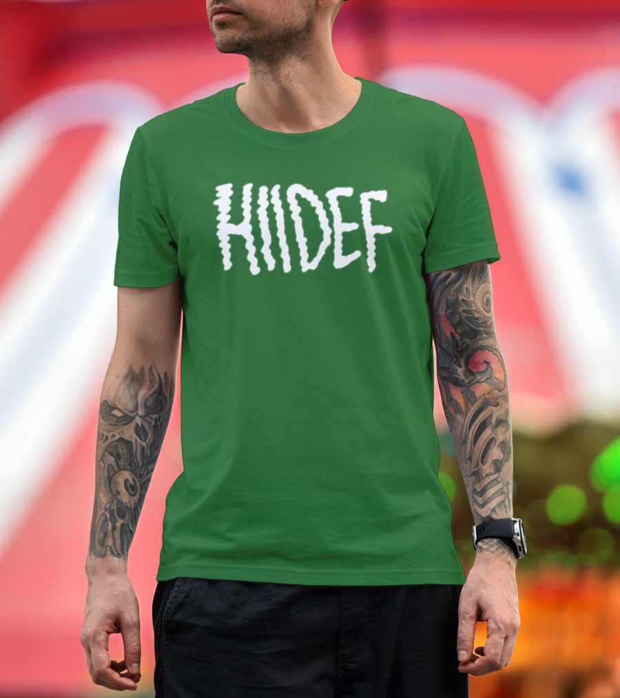 Hdi Hiidef White Text on Green Background T-Shirt