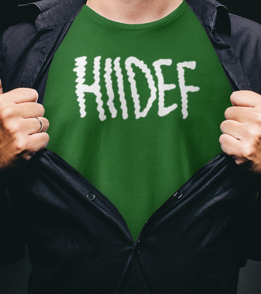 Hdi Hiidef White Text On Green Background T-Shirt