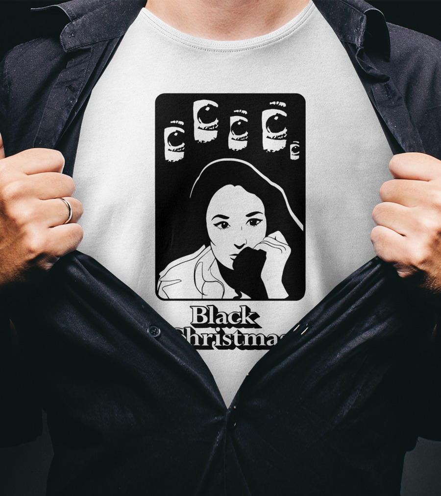 Black Christmas Woman With Multiple Eye Gaze T-Shirt