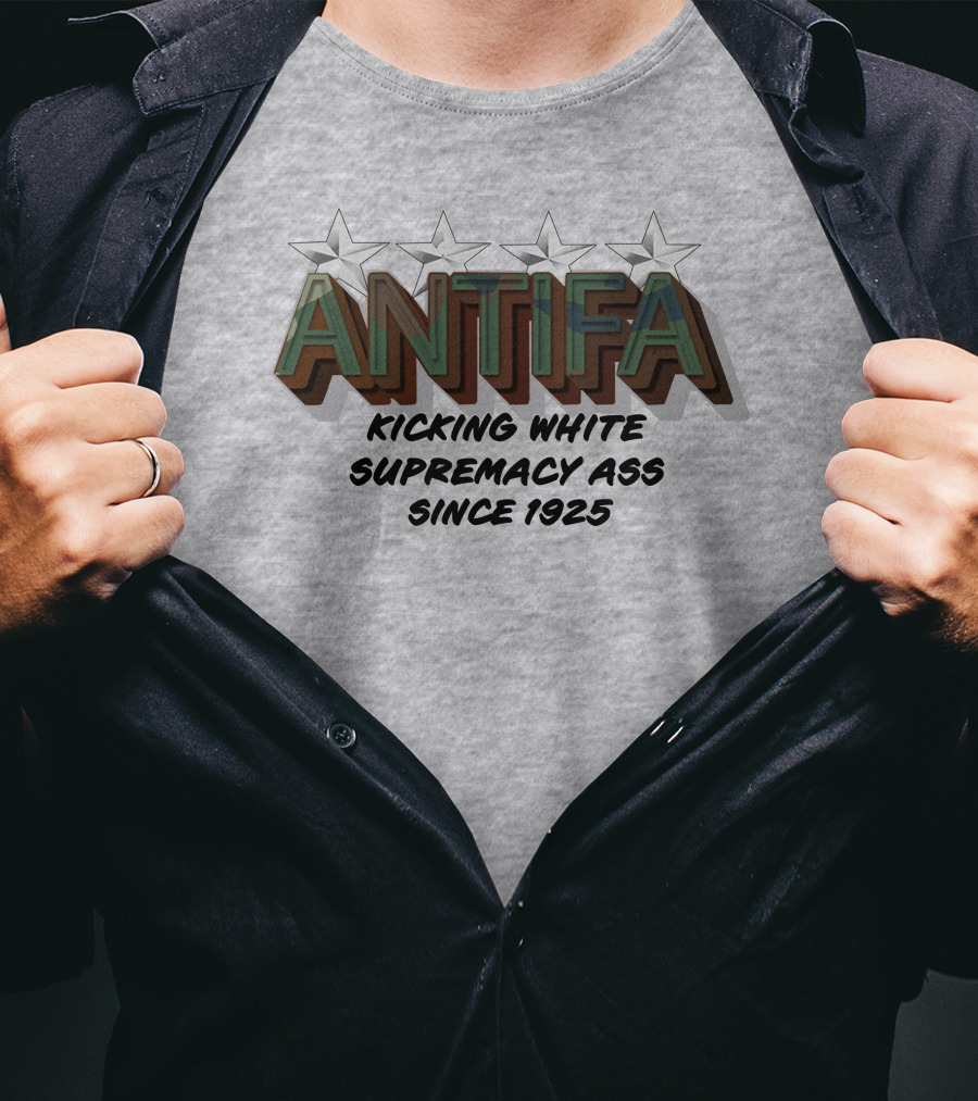 ANTIFA Kicking White Supremacy Ass Since 1925 Stars T-Shirt