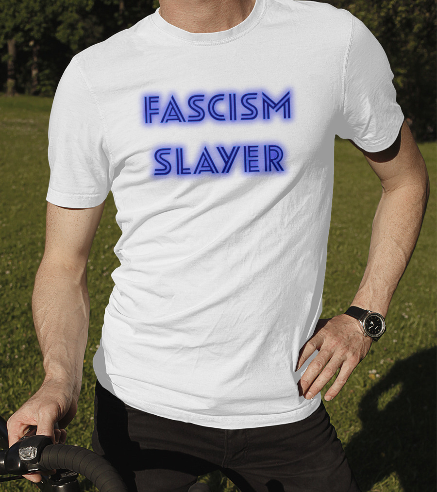 Fascism Slayer Neon Electro Font Styling T-Shirt