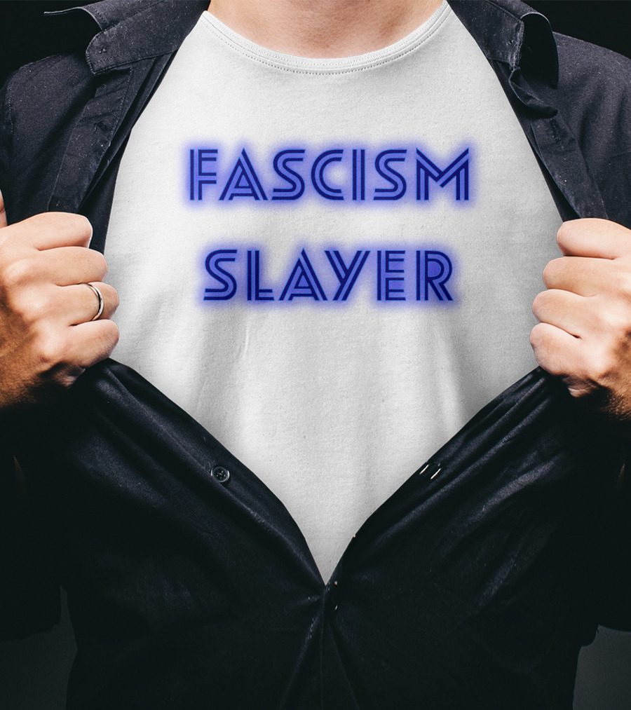 Fascism Slayer Neon Electro Font Styling T-Shirt