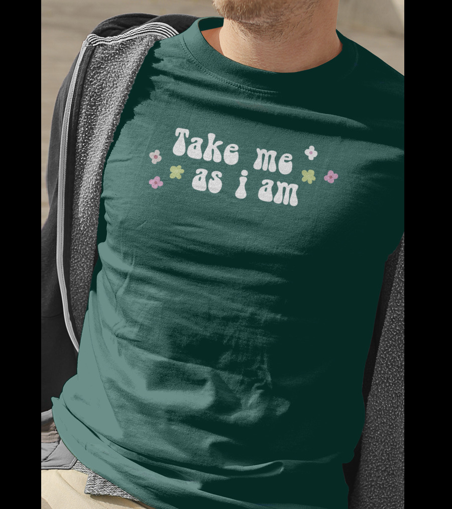 Take Me As I Am Flower Motif T-Shirt