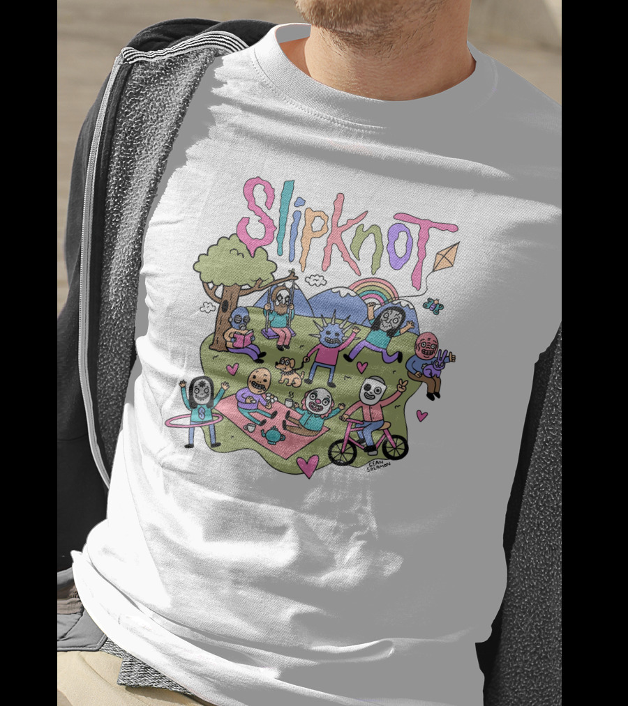 Slipknot Cute Cartoon Characters Park Scene T-Shirt