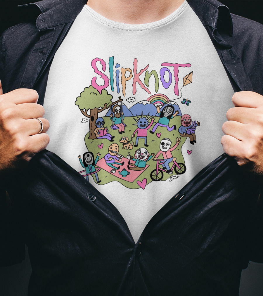 Slipknot Cute Cartoon Characters Park Scene T-Shirt