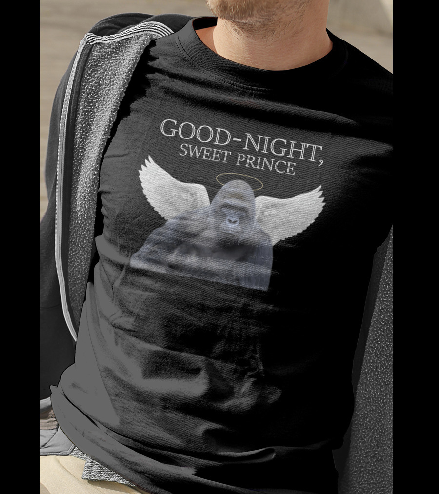 Good Night Sweet Prince Winged Gorilla Halo Memorial T-Shirt