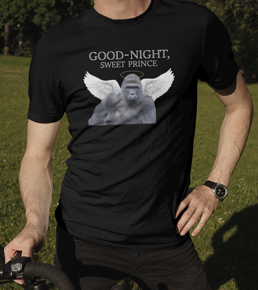 Good Night Sweet Prince Winged Gorilla Halo Memorial T-Shirt