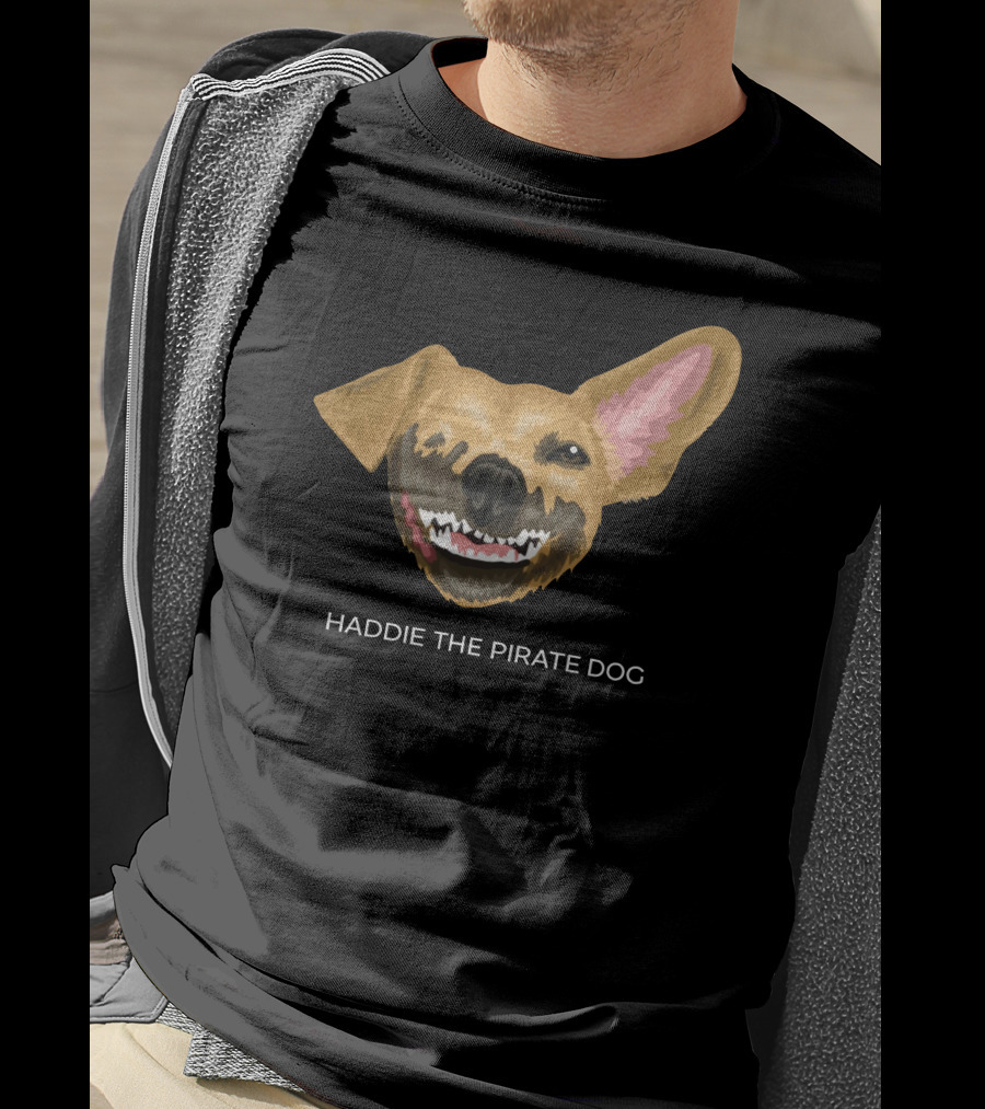 Haddie The Pirate Dog Mischievous Canine With Eye Patch And Toothsome Grin T-Shirt