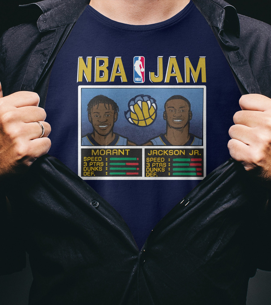 NBA Jam Morant Jackson Jr Player Stats Molly Morrison T-Shirt