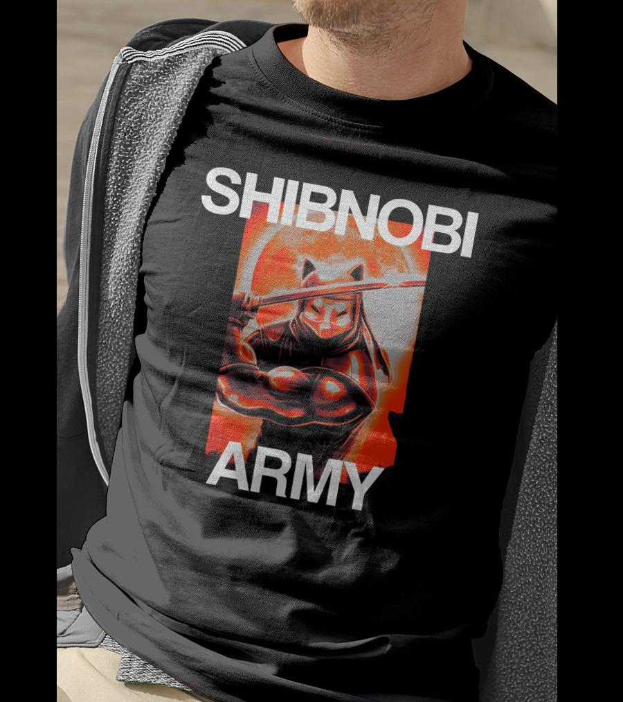 Shibnobi Army Shib Nobi Warrior Ninja Cat Moon T-Shirt
