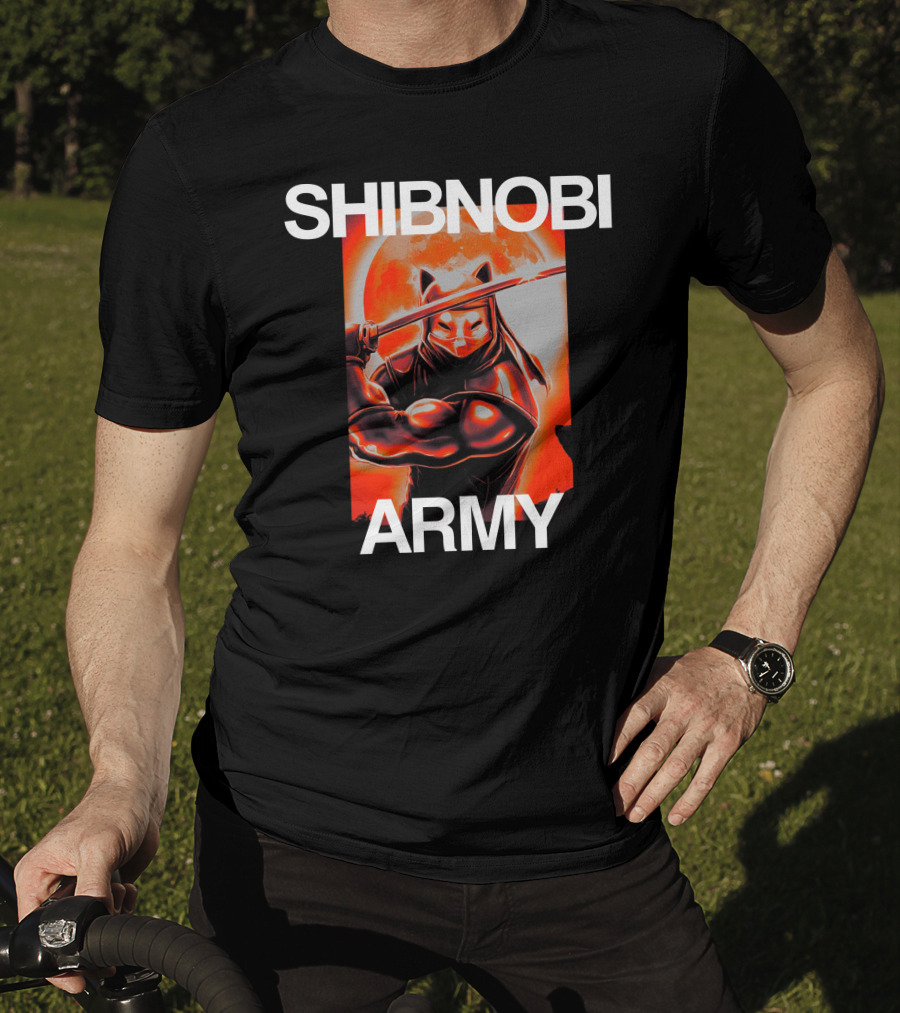 Shibnobi Army Shib Nobi Warrior Ninja Cat Moon T-Shirt