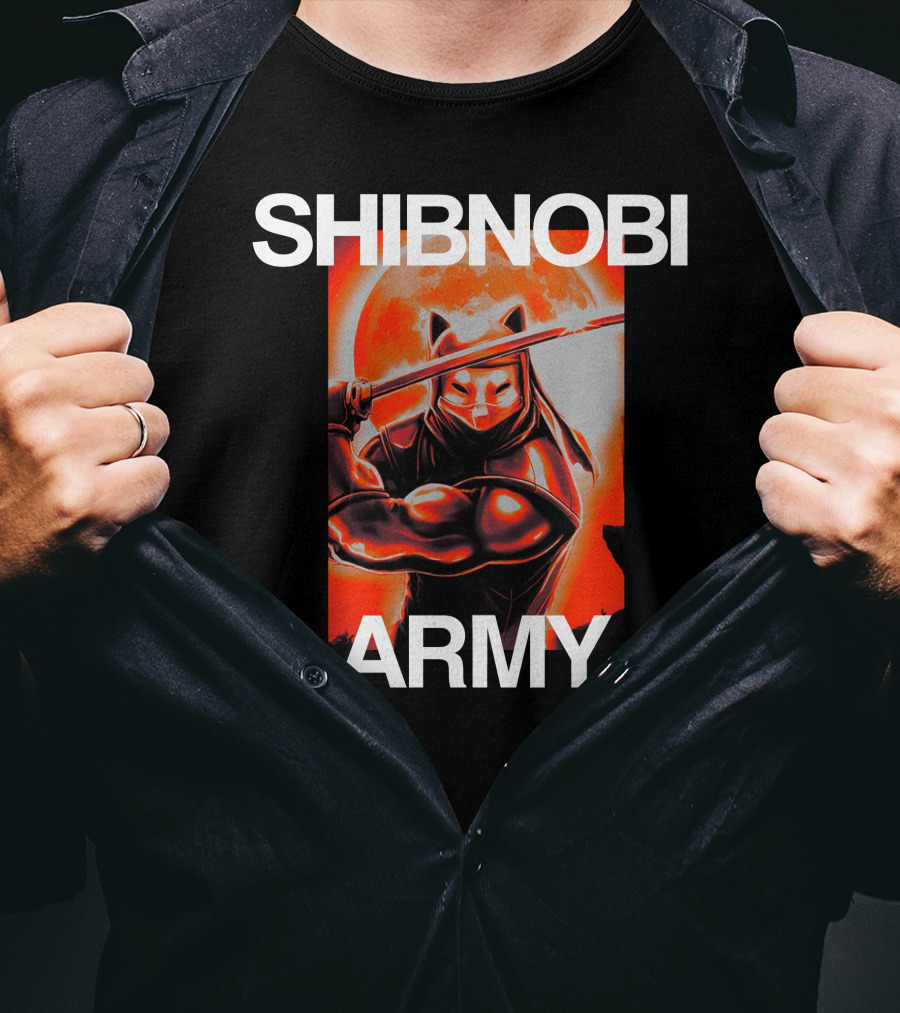 Shibnobi Army Shib Nobi Warrior Ninja Cat Moon T-Shirt