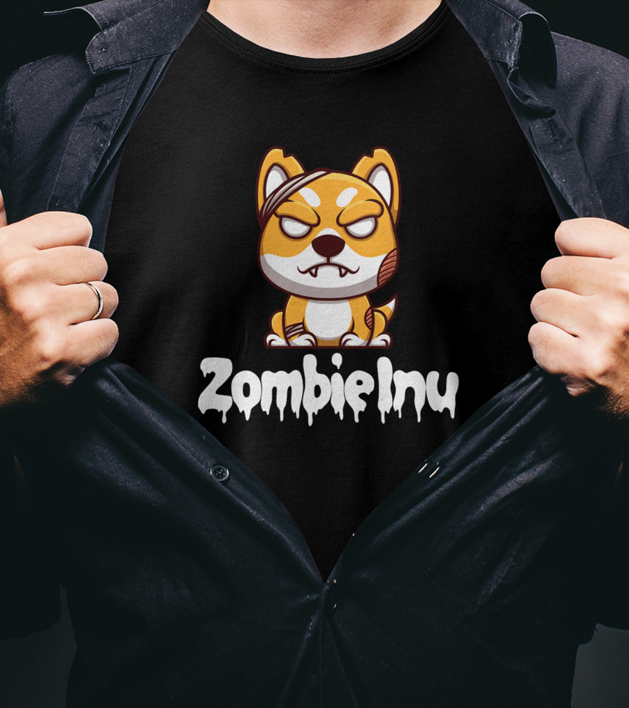 Zombie Inu Zinutoken Halloween Dog Character T-Shirt