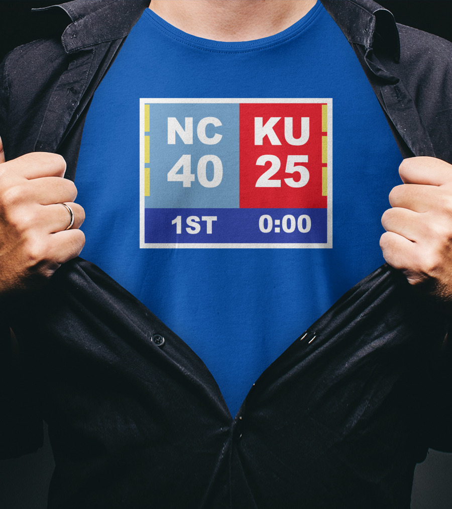 NC 40 KU 25 Scoreboard 1st Half 0:00 Classic Ks Comeback T-Shirt