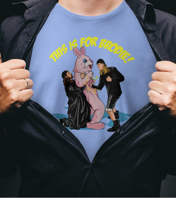 Kevin Smith This Is For Brodie Jay And Silent Bob Pink Bunny Drawing T-Shirt