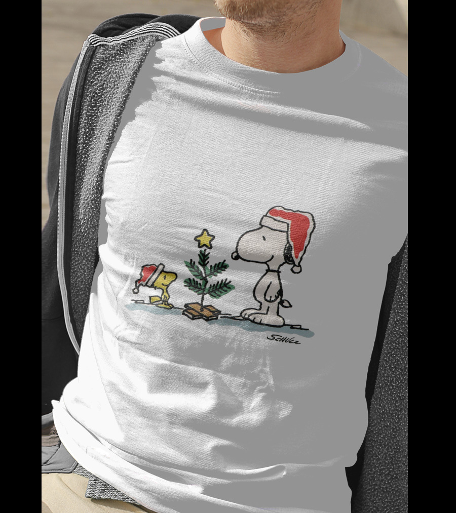 Snoopy Woodstock Christmas Tree Santa Hats T-Shirt
