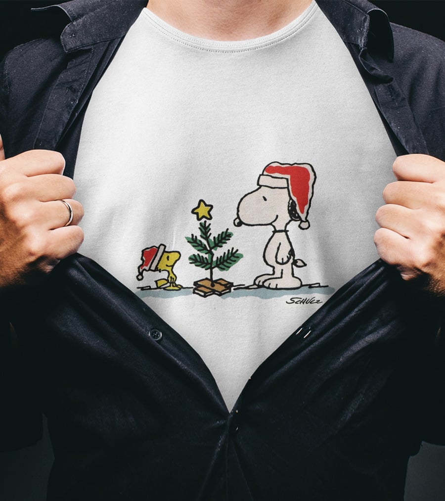 Snoopy Woodstock Christmas Tree Santa Hats T-Shirt