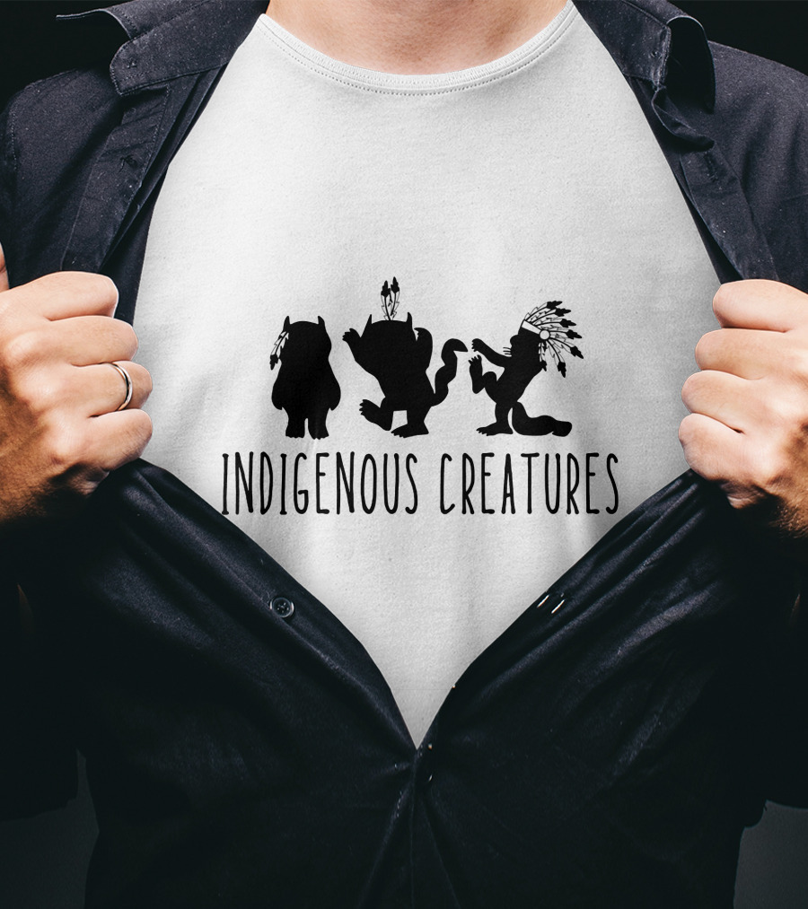Indigenous Creatures Silhouette Trio With Arrows And Feathers T-Shirt