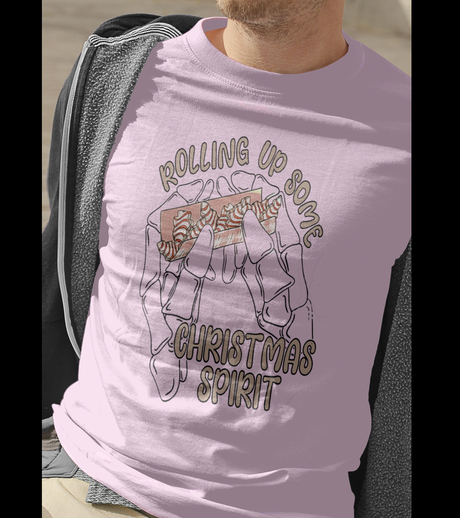 Rolling Up Some Christmas Spirit Skeleton Hands With Candy Cane Wrapper T-Shirt