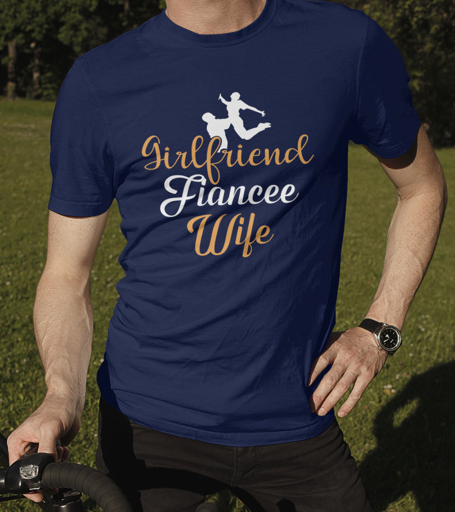 Girlfriend Fiancee Wife Engagement Proposal Silhouette Jump T-Shirt