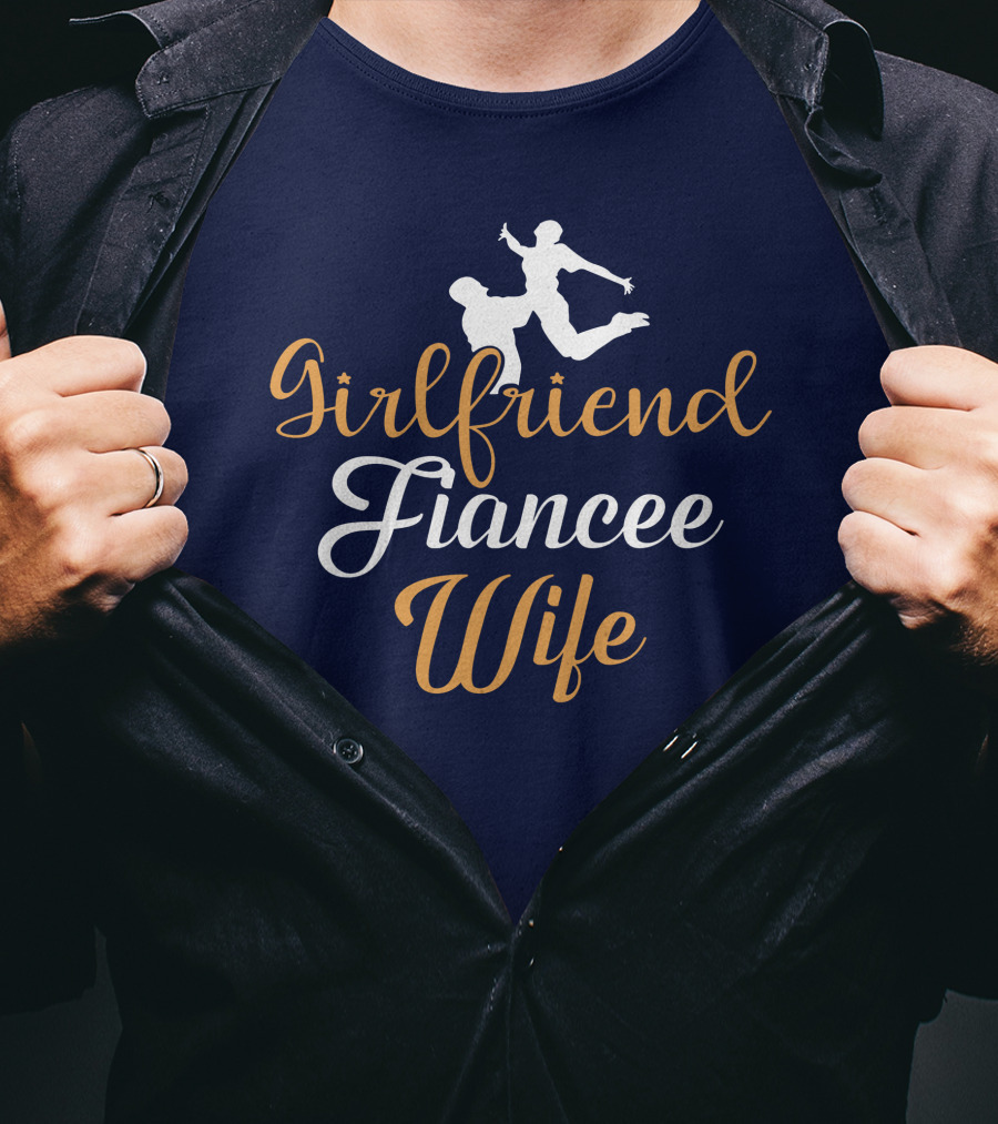 Girlfriend Fiancee Wife Engagement Proposal Silhouette Jump T-Shirt